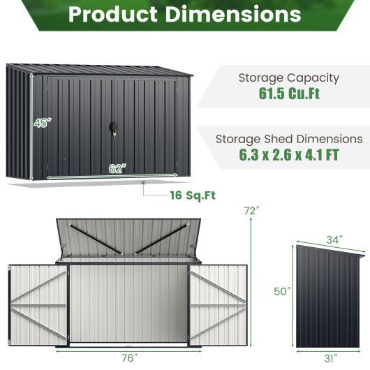  - 6.3 x 2.8 FT Metal Outdoor Storage Shed Rustproof Steel Tool Shed with Lockable Door - Outdoor Style Company