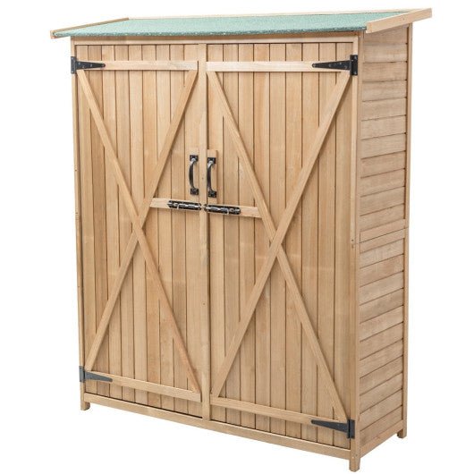  - 64 Inch Outdoor Wooden Storage Shed with Double Lockable Doors for Backyard - Outdoor Style Company