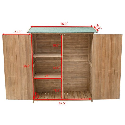  - 64 Inch Outdoor Wooden Storage Shed with Double Lockable Doors for Backyard - Outdoor Style Company