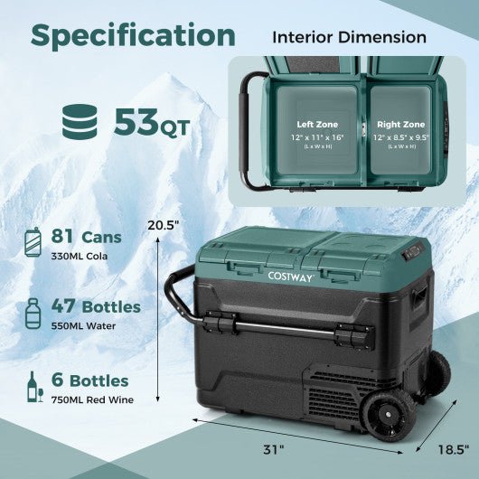  - 64QT Portable Compressor Fridge Freezer for Vehicles Camping Travel Truck RV Boat - Outdoor Style Company