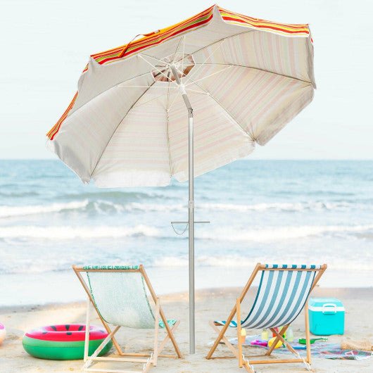  - 6.5 Feet Beach Umbrella with Sun Shade and Carry Bag without Weight Base - Outdoor Style Company