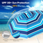  - 6.5 Feet Patio Beach Umbrella with Waterproof Polyester Fabric - Blue - Outdoor Style Company