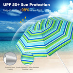  - 6.5 Feet Patio Beach Umbrella with Waterproof Polyester Fabric - Green - Outdoor Style Company