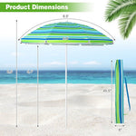  - 6.5 Feet Patio Beach Umbrella with Waterproof Polyester Fabric - Green - Outdoor Style Company