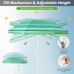  - 6.5 Feet Patio Beach Umbrella with Waterproof Polyester Fabric - Green - Outdoor Style Company