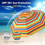  - 6.5 Feet Patio Beach Umbrella with Waterproof Polyester Fabric - Orange - Outdoor Style Company