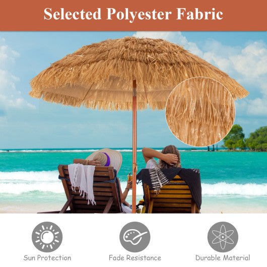  - 6.5 Feet Portable Thatched Tiki Beach Umbrella with Adjustable Tilt - Outdoor Style Company