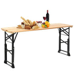  - 66.5 Inch Outdoor Wood Folding Picnic Table with Adjustable Heights - Outdoor Style Company