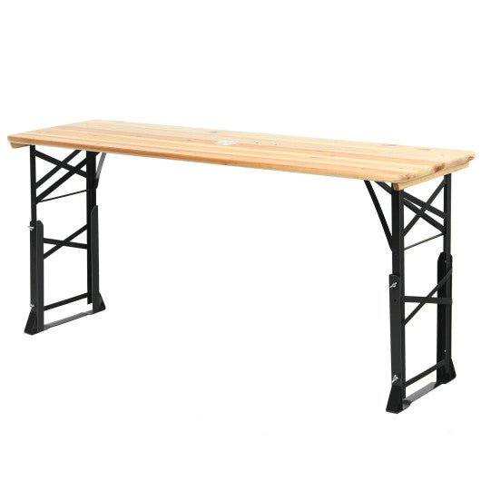  - 66.5 Inch Outdoor Wood Folding Picnic Table with Adjustable Heights - Outdoor Style Company