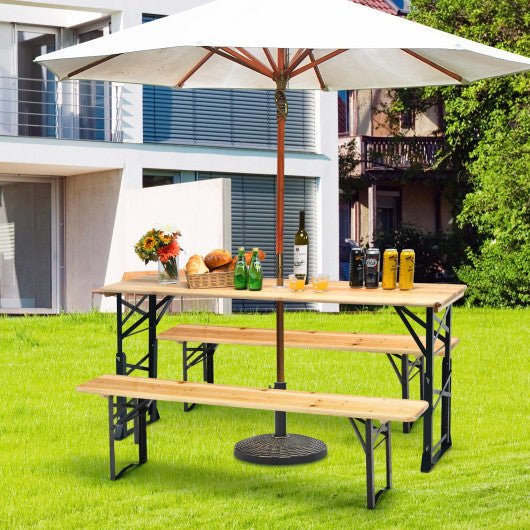  - 66.5 Inch Outdoor Wood Folding Picnic Table with Adjustable Heights - Outdoor Style Company