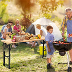  - 66.5 Inch Outdoor Wood Folding Picnic Table with Adjustable Heights - Outdoor Style Company