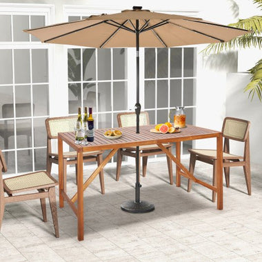  - 67 Inch Patio Rectangle Acacia Wood Dining Table with Umbrella Hole - Outdoor Style Company