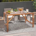  - 67 Inch Patio Rectangle Acacia Wood Dining Table with Umbrella Hole - Outdoor Style Company