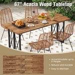  - 67 Inch Patio Rectangle Acacia Wood Dining Table with Umbrella Hole - Outdoor Style Company