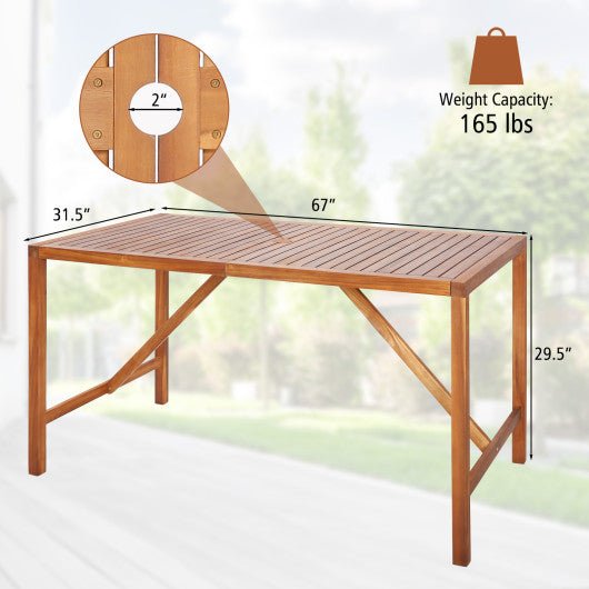  - 67 Inch Patio Rectangle Acacia Wood Dining Table with Umbrella Hole - Outdoor Style Company