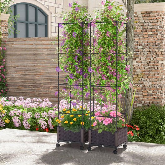  - 67 Inches Raised Garden Bed with Planter Box and Trellis - Outdoor Style Company