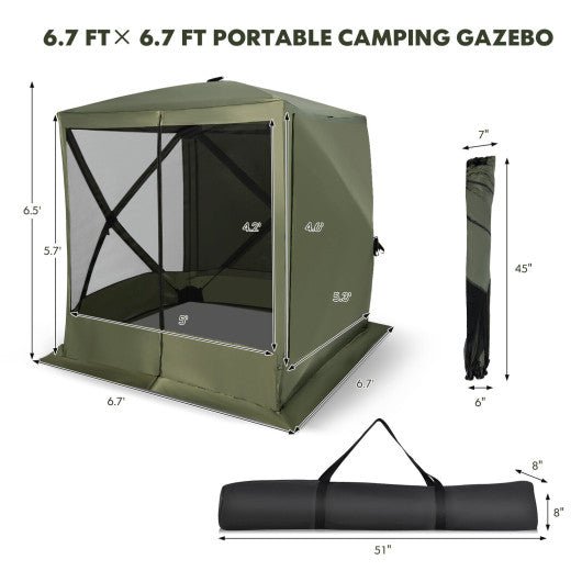  - 6.7 x 6.7 Feet Pop Up Gazebo with Netting and Carry Bag - Outdoor Style Company