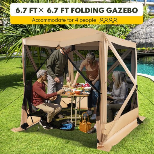  - 6.7 x 6.7 Feet Pop Up Gazebo with Netting and Carry Bag - Outdoor Style Company