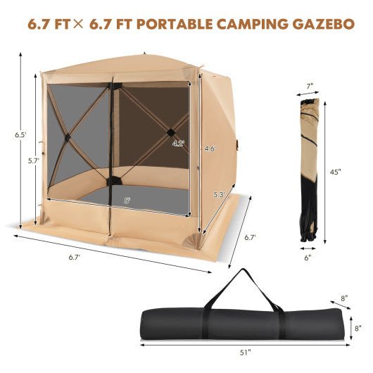  - 6.7 x 6.7 Feet Pop Up Gazebo with Netting and Carry Bag - Outdoor Style Company