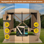  - 6.7 x 6.7 Feet Pop Up Gazebo with Netting and Carry Bag - Coffee - Outdoor Style Company