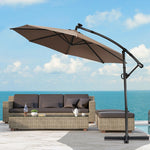 10 ft 360° Rotation Solar Powered LED Patio Offset Umbrella without Weight Base-Tan