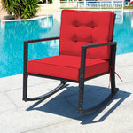  - Patio Rattan Rocker Outdoor Glider Rocking Chair Cushion Lawn - Outdoor Style Company