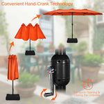 15 Feet Double-Sided Twin Patio Umbrella with Crank and Base-Orange