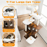  - 7 - Layer Wooden Cat Tree Tall Cat Tower with Sisal Posts and Condo - Outdoor Style Company