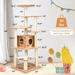  - 7 - Layer Wooden Cat Tree Tall Cat Tower with Sisal Posts and Condo - Outdoor Style Company