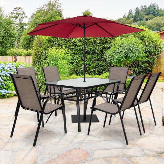  - 7 - Piece Patio Dining Set with 6 Stackable Chairs - Outdoor Style Company