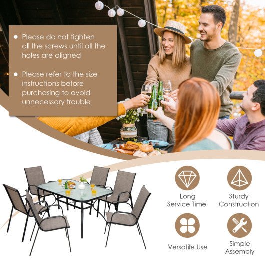  - 7 - Piece Patio Dining Set with 6 Stackable Chairs - Outdoor Style Company