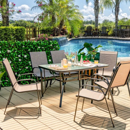  - 7 - Piece Patio Dining Set with 6 Stackable Chairs - Outdoor Style Company