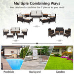  - 7 Piece Rattan Patio Sofa Set with Acacia Wood Tabletop and Armrests - Outdoor Style Company