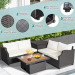  - 7 Pieces Hand - Woven Wicker Outdoor Furniture Set with Acacia Wood Coffee Table - Outdoor Style Company