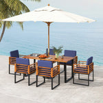  - 7 Pieces Patio Acacia Wood Dining Chair and Table Set for Backyard and Poolside - Outdoor Style Company