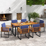  - 7 Pieces Patio Acacia Wood Dining Chair and Table Set for Backyard and Poolside - Outdoor Style Company