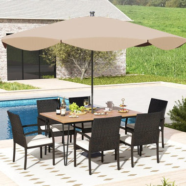  - 7 Pieces Patio Dining Set with Acacia Wood Dining Table for Porch Backyard Garden Poolside - Outdoor Style Company