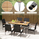  - 7 Pieces Patio Dining Set with Rattan Armchairs Soft Cushions 2" Umbrella Hole - Outdoor Style Company