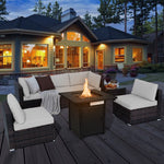  - 7 Pieces Patio Furniture Set with 28 Inches 50000 BTU Propane Gas Fire Pit Table - Outdoor Style Company