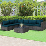  - 7 Pieces Patio Rattan Furniture Set with Sectional Sofa Cushioned - Outdoor Style Company