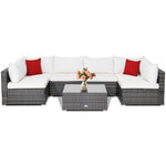  - 7 Pieces Patio Rattan Furniture Set with Sectional Sofa Cushioned - Outdoor Style Company