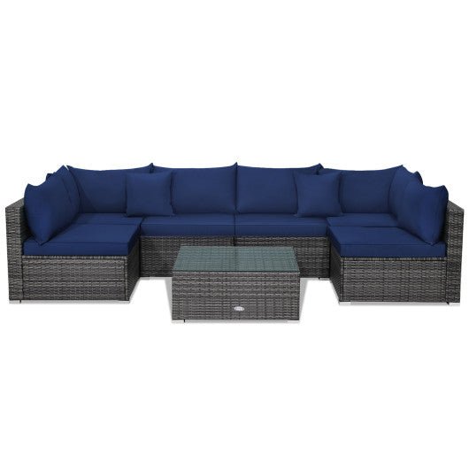  - 7 Pieces Patio Rattan Furniture Set with Sectional Sofa Cushioned - Outdoor Style Company