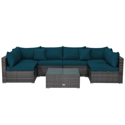  - 7 Pieces Patio Rattan Furniture Set with Sectional Sofa Cushioned - Outdoor Style Company