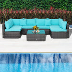  - 7 Pieces Patio Rattan Furniture Set with Sectional Sofa Cushioned - Outdoor Style Company