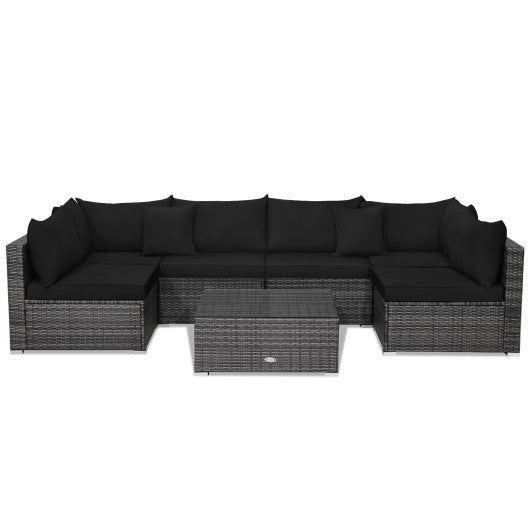  - 7 Pieces Patio Rattan Furniture Set with Sectional Sofa Cushioned - Outdoor Style Company