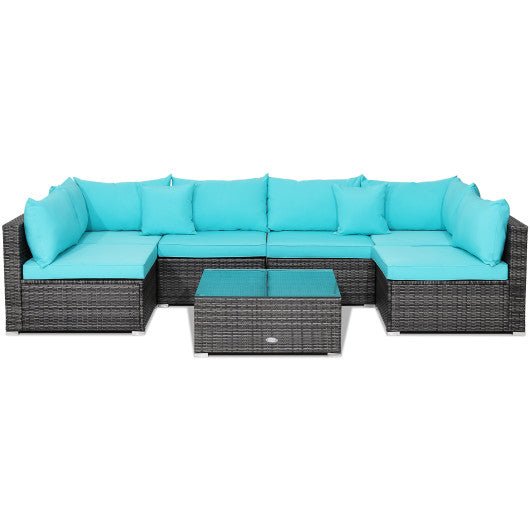  - 7 Pieces Patio Rattan Furniture Set with Sectional Sofa Cushioned - Outdoor Style Company