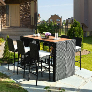  - 7 Pieces Patio Rattan Wicker Dining Furniture Set - Outdoor Style Company