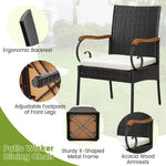  - 7 Pieces Patio Wicker Dining Set with Detachable Cushion and Umbrella Hole - Outdoor Style Company