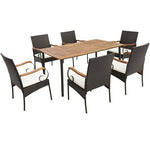  - 7 Pieces Patio Wicker Dining Set with Detachable Cushion and Umbrella Hole - Outdoor Style Company