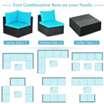  - 7 Pieces Sectional Wicker Furniture Sofa Set with Tempered Glass Top - Outdoor Style Company